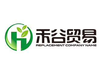 鐘炬的禾谷貿(mào)易公司對稱圖標(biāo)logo設(shè)計(jì)
