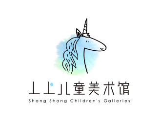 線條行動物品牌logo－丄上兒童美術(shù)館logo設(shè)計