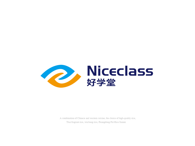 張俊的英文名字是“Niceclass ”，中文名字是“好學(xué)堂”logo設(shè)計